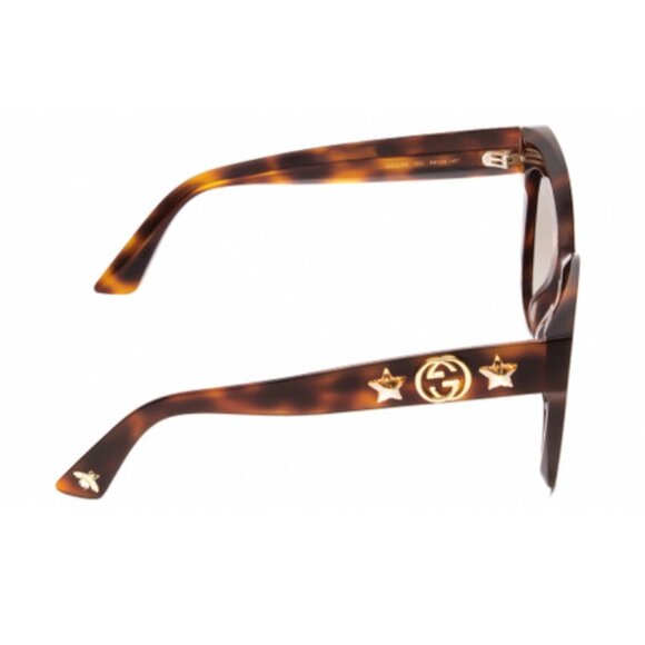 GUCCI GG0208S Lady Oversized Designer Sunglasses Tortoise Havana Gold/Brown 49mm - Picture 3 of 3